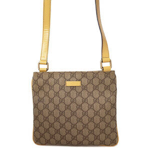 Gucci GG Plus Monogram Flat Messenger Crossbody Bag Brown